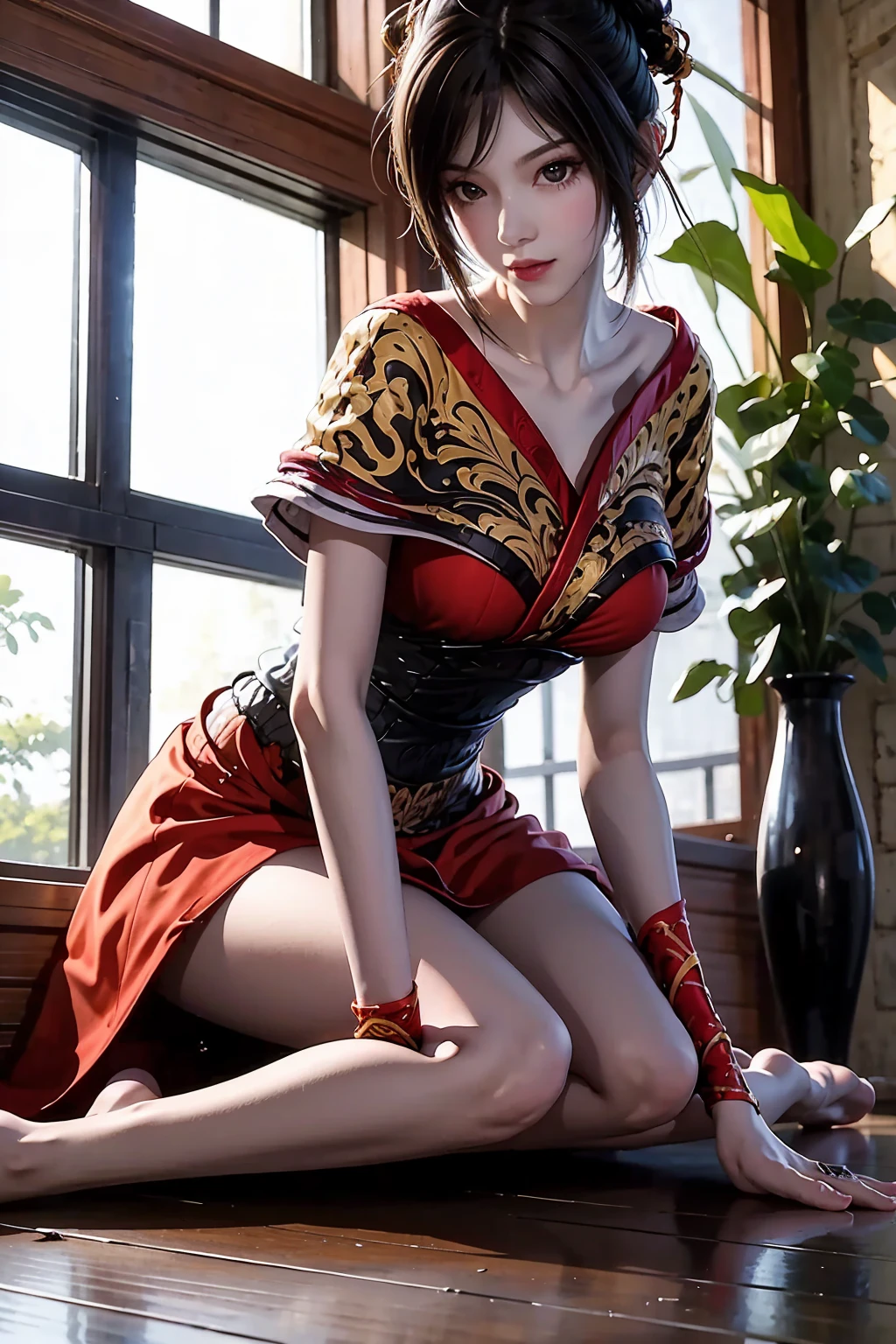 Highest quality、8K quality、High definition、Beautiful skin、Beautiful eyean to attack、Redhead woman from a traditional Chinese palace harem riding a man、Man touches woman's chest(1.8)、thin、Small face、16 years old、Open your mouth(1.7)、joy(1.7)、Wet crotch(1.7)、Bare crotch、No sleeve、Short hem