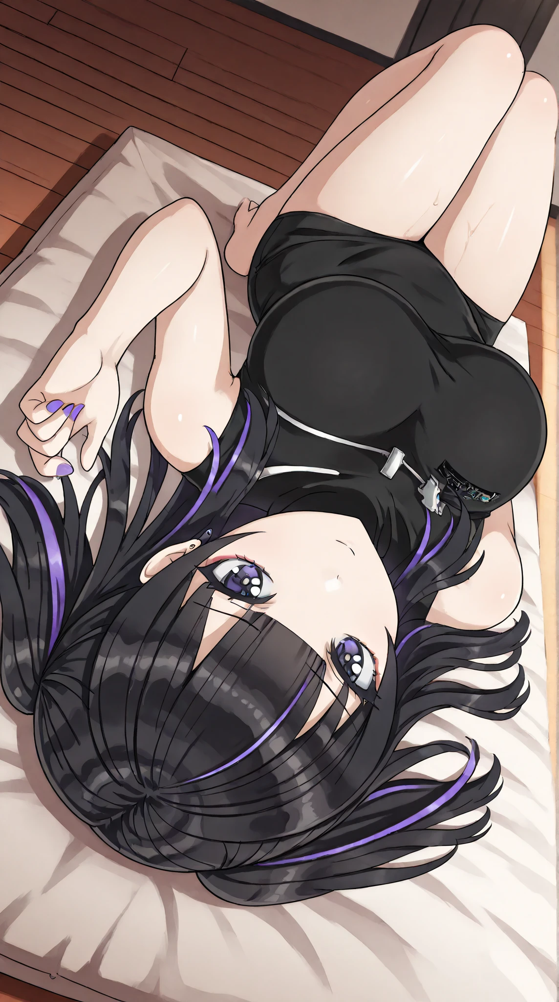 NSFW,One girl,Trick or Treat Cosplay、露出度の高いClothes、Shrug(Clothes)、Short sleeve、Layered Bikini、Purple Bikini、Green Bikini、belt、Nurse cap、mini skirt、Green gloves、Thigh-high socks、Garter Straps,Small breasts,(Perfect hands),(Perfect Anatomy),(masterpiece),(highest quality),(Absent-minded face:2.0),blush,night,hospital,Examination room,White Room,Lying down,Lying on your back,Leg spread,Roll your eyes,Open your mouth、Stick your tongue out,Ahegao