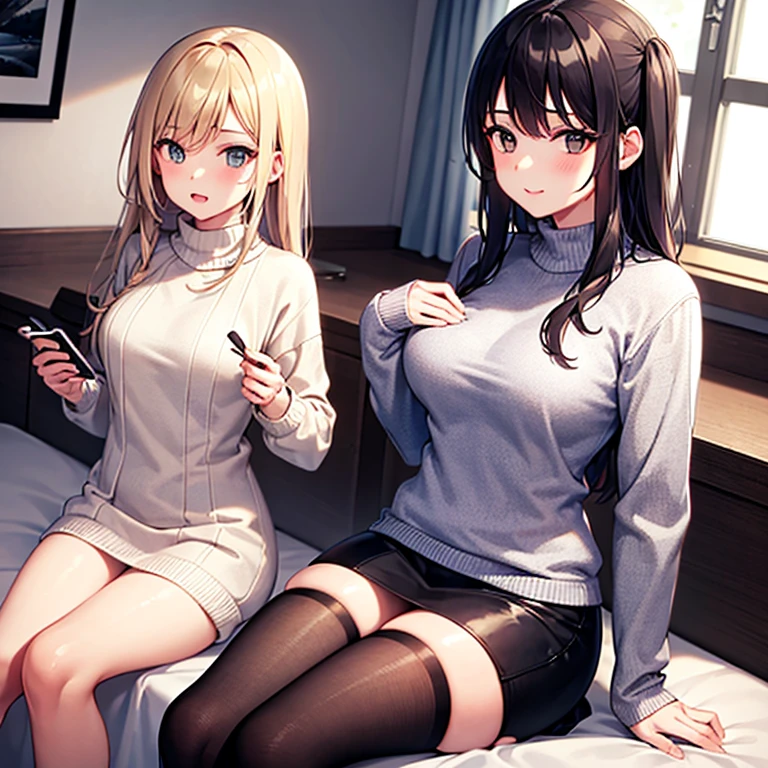 realisticlying、2 females、Polo shirt、Wearing underwear、Bedrooms、realisitic、A sexy、Cleavage emphasis、Face smile、Breasts a little bigger