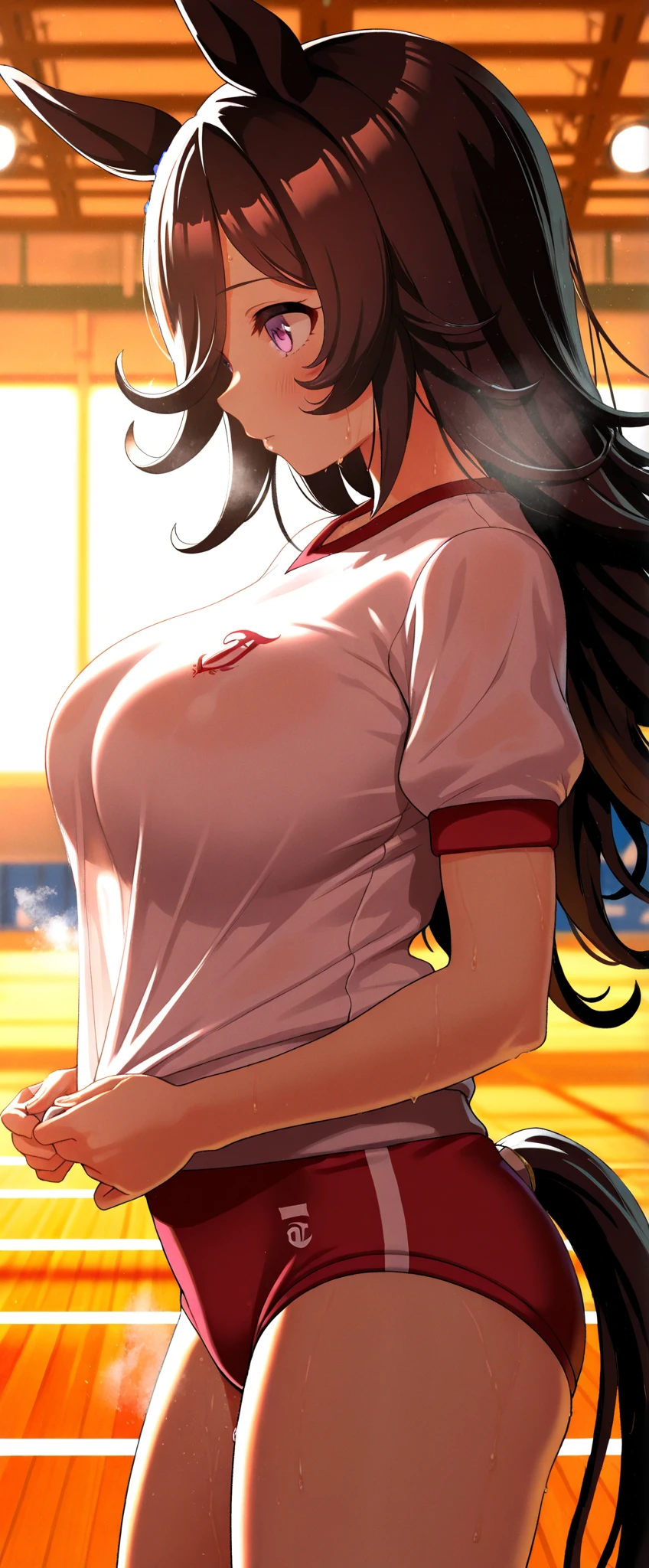 attractive korean woman, ripped muscle, muscular body, small breast, pale skin, smile(blush), nude, skirt, cross pendant, sixpack abs, [ultra detailed skin:1.2], brown hair, messy hair, 8k uhd, pussy, full body, crowd, public, night,