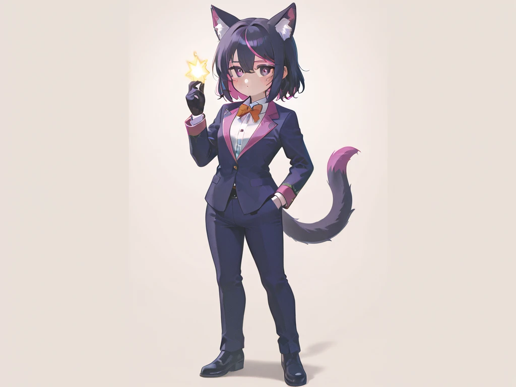 boy, cat, furry, bodyfur, blazer, no panties under pantyhose, gloves, boots, chibi