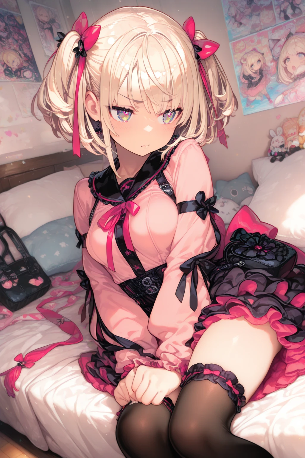 beautiful cute girl,(honey yellow hair:1.2),(drill wave hair:1.1),(long hair:1.1),(pink eyes:1.2),(red cheek:1.0),(princess:1.1),(lace, camisole:1.25),((crown,👑:1.1),((lace:1.2)),(underwear:1.25),close up of butt,(spread your legs:1.0),(hand inside underwear:1.15),(masturbation:1.1),(nsfw:1.0),(泣き顔:1.1)