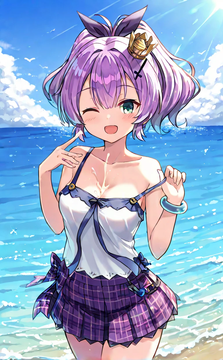 Keito。Purple Eyes。Purple Hair。Purple Swimsuit