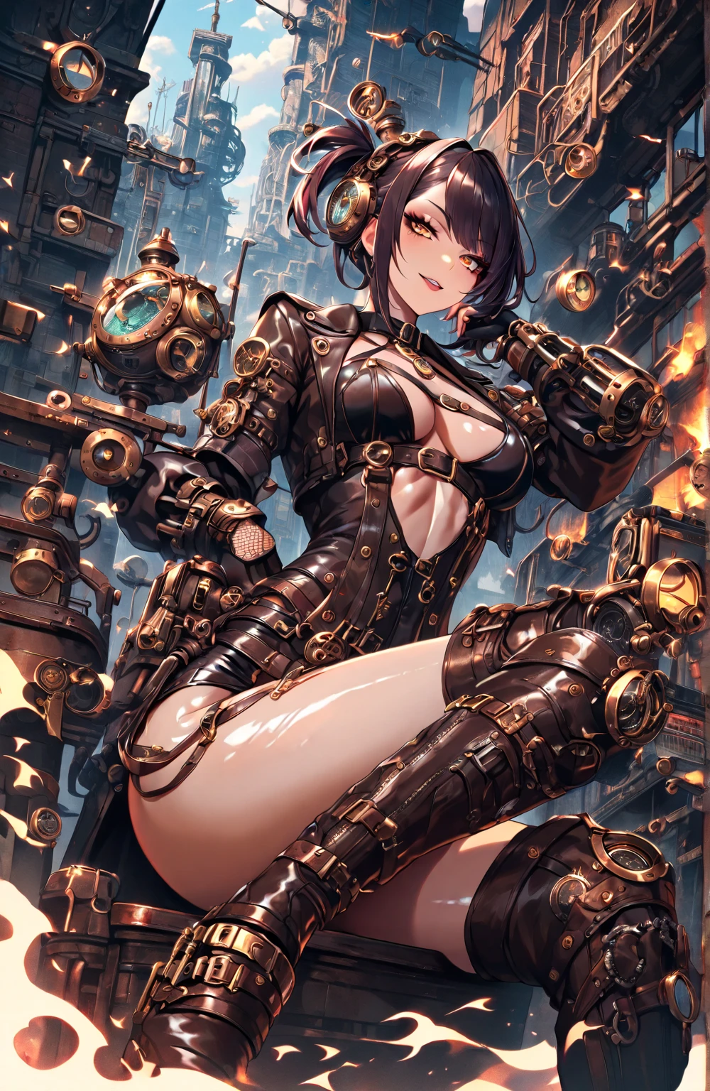 Two-dimensional style, full body picture, purple eyes, big belly button, abs, muscles, big breasts, huge breasts, big breasts, big breasts, giantess, huge navel, deep belly button, huge belly button, deep belly button, small head --auto --s2