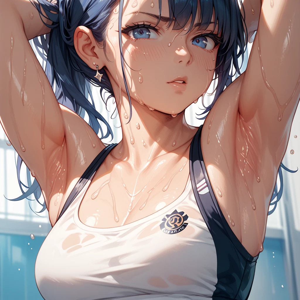 (綾波レイがCowgirlで性交する:1.9), ((realistic, highest quality, High resolution, real women pictures:1.2)), (((A 16-year-old high school girl wearing a navy blue school swimsuit:1.7)), (navy high neck school swimsuit:1.4), (slender body shape:1.9), Cowgirlで性交する, ((anatomically correct:1.2)), (She is wearing a navy blue school swimsuit whose fabric is too thin..), (膣に陰茎を挿入してCowgirlポーズ:1.6), curved body, 大きく股を開いてCowgirl, (A high neck swimsuit that gets too wet and sticks to your skin:1.2), one piece swimsuit, Detailed depiction of the vagina, beautiful thighs, penis thrusts up vagina, nose too small, thin waist, 16 year old beautiful girl has sex with her clothes on, saddle, Cowgirl, tears, Girl Straddling Man, (normal limb:1.3), Too cute small face, sensitive nipples, The whole body is wet with sweat, (put your hands behind your head:1.5), Nostrils are not visible, realistic, lips slightly open, (anatomically correct:1.2), A man inserts his penis into a girl and shakes his hips, Ayanami Rei, (On campus:1.4), short-haired with bangs, 女が男とCowgirl性交する, small nipples