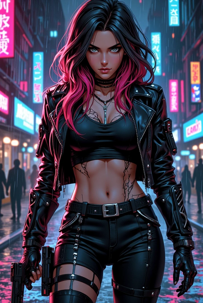 Beautiful woman in insanely 80s Glam Rock Outfit