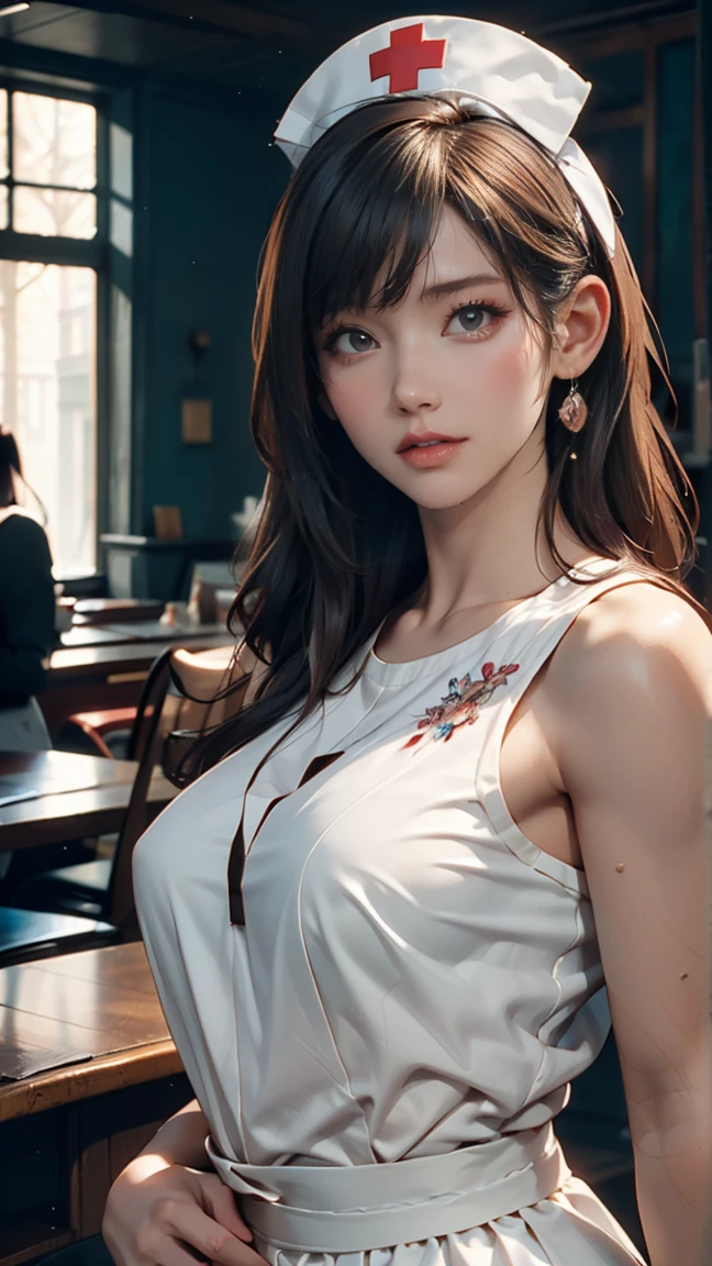 masuter piece, best qualtiy, (((realisitic, Photorealsitic:1.37))), ((Solo)), 8K image quality, Extremely delicate and beautiful, splendid, Official art with attention to detail, Ridiculous, Unbelievably ridiculous, huge filesize, ultra-detailliert, ighly detailed, (Beautuful Women), (detailed woman), extremely detailed eye and face, Beautiful detailed eyes, Light makeup,, (Perfect female figure), (Korean beauty), ((fullllbody)), (short-hair), With bangs, (((dressed casually))), ((irate)) , ((cold stare)), ((Kamimei)), Dim bar counter,