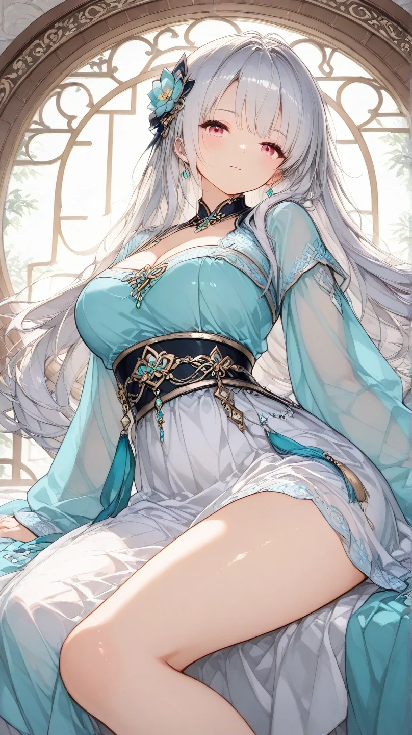 natta，(Overlooking the perspective),dynamic angle,magicle world，Super meticulous,illustratio,closeup cleavage,Looking directly at,Kizi,(fanciful:1.4),(Blue eyes:1.233),Her eyes shone like dreamy stars,(glowing light eyes:1.233) ,(美丽细致的眼睛:1.1),(silber hair:1.14),(messy  hair,Very long hair,french braid,Hair between both eyes,Lateral hair),(+(Gray hair flower:1.14)),(Chiffon dress，Hanfu，Off-the-shoulder attire，One shoulder，Expose the collarbone，Chestless clothing，Uniform white flower pattern)/=(army suit:1.24),(Wide sleeves),(Fingerless gloves),choker necklace,(miko thighhighs),high heels boots, (big trees，In the forest，Shadows interlace, All kinds of beasts, ),(flor branca,full bloom),(flowingwater),(Dark Blue World Tree:1.14),(废墟),(natta ),Dreamy,soul,(Fluorescence),(Flying translucent blue butterfly:1.15),[[Delicate fingers and hands:0.55]::0.85],(Finger details),(yubao:0.5),3D，full bodyesbian，the detail，Background bokeh，high qulity，high detal，deep v big breasts，huge tit，Expose cleavage，Large trees interlace，full bodyesbian，Hanfu，solo person，faeries，haughty，high and cold，Under the moonlight，Moonlight shines on the side of the face