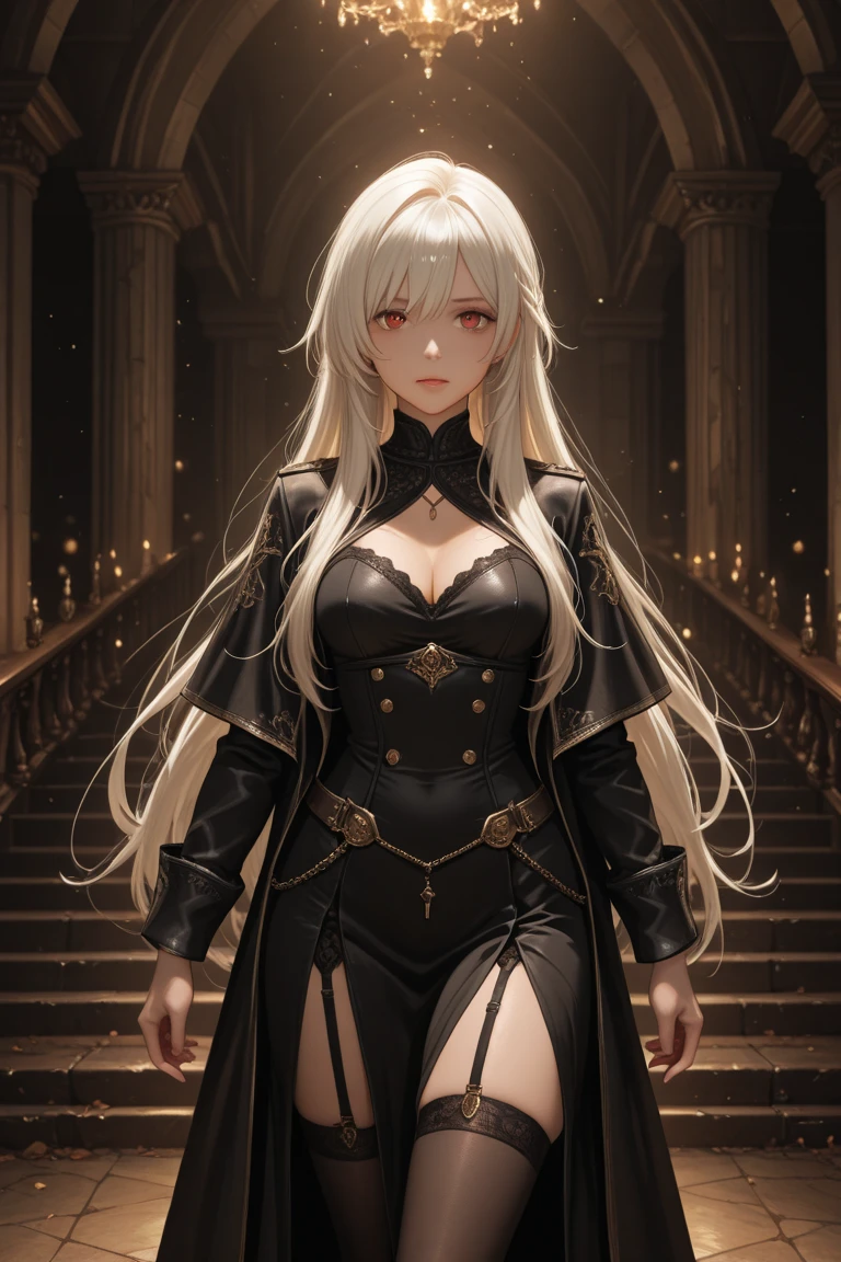 Anime girl character, dark fantasy world, medieval period. The heroine is in the center of the picture, surrounded by men who are harassing her.