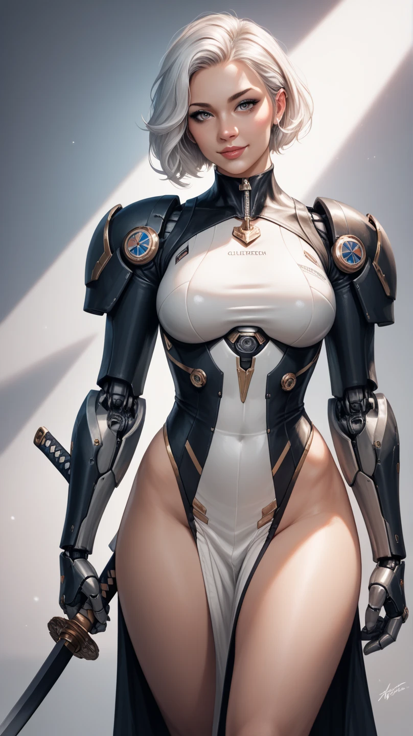 ((8k, masterpiece, best quality)), ultra-detailed, detailed beautiful round eyes, beautifully detailed face, (beautiful detailed boobs), high quality, high resolution, cyberpunk, beautiful, Reality, HDR (High Dynamic Range), Ray Tracing, NVIDIA RTX, Super Resolution, Unreal 5, Subsurface Scattering, PBR Textures, Post Processing, Anisotropic Filtering, Depth of Field, Maximum Clarity and Clarity, Multilayer Textures, Albedo and Specular maps, Surface shading, accurate simulation of light-material interaction, perfect proportions, Octane Render, two-tone lighting, large aperture, low ISO, white balance, rule of thirds, 8K RAW, efficient sub-pixel, sub-pixel volume product, cyborg girl wearing sexy outfit, massive breast, (see-through dress:1.2), mecha, ruins of city, perfect ass, perfect boobs, perfect face, perfect body, nighttime, sexy body, white hair, hands on, (short hair:1), (female mecha:1), (seductive)