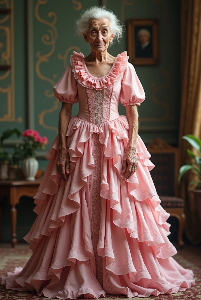 (8k, RAW photos, top quality), Getty Images, Dynamic pose, photograph of a woman dressed in the clothes of a European lower class woman in the 1900s, Getty photography in the 90s, (detail perspective: 0.8), (camera perspective: 1.4), (highest quality), (best shadows), intricate detail, detailed and calm colors, pink, film photography, Eastman Kodak Company, Getty Images, 8k rendering, ultra detail, photorealism, surrealism, high quality, wonderful, super detail, crazy detail, ultra detail,  Photorealistic, Epic Composition, 32k, (HDR:1.5), National Geographic --v 6 --s2