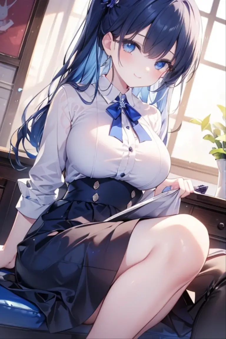 (best quality, In 4K, 8K, High resolution, muste piece:1.2),solo woman,Super detailed, (Reality, photorealistic, photorealistic:1.37),  30 year old woman,ripe woman,Mature woman,((Inside a medieval castle),muste piece, Top quality, Ultra-fine,maximum resolution, Extremely detailed, ((nun,Angle from below,high neck,White panties,thigh high socks)),Cord,smile,open mouth huge tits,blue hair,Seductive thighs,Side slit skirt,big ass