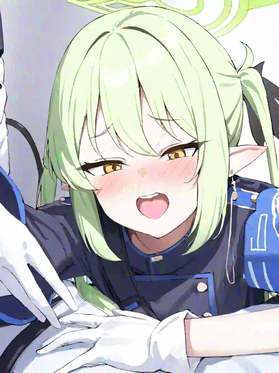 ((masterpiece, best quality)), high resolution,ultra detailed, detailed background,8k,16k,perfect lighting,detailed beautiful eyes,1girl,nsfw,perfect beautiful pussy,embarrassed,blush,look at viewer,aroused,(pov:1.4),(close up face:1.1),(steam,sweat,from front, from above:1.2),1boy,1penis,(oral sex),(deep fellatio,hetero:1.4),:>=,(penis in mouth),tear,cum in mouth,,(green hair,short stature,short body,purple eyes,kawaii,wooden house,colleirnd,colleidef,skinny,anime style),