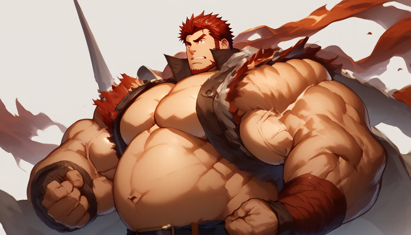 high resolution high quality wonderful Big Giant Muscles that swell Uplifting Big muscles Thick arms Thick legs Japanese tattoo on upper body loincloth Eye power Sharp Eyes reality