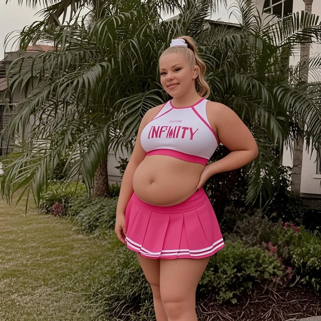 multiple girls, beautiful women, 18 years old with medium length blonde hair in a high pigtails, beautiful brown eyes, masterpiece, best quality, (photorealistic:1.4), large size breasts, big ass, Perfect Slim body, no clothes, no bikini, no underwear, no pubic hair, Blue eyes, pierced nipples, nipple jewelry, Full body, pregnant, very large pregnant belly, wearing a cheerleader top above her exposed breasts, wearing a very short cheerleader skirt under her belly, she has both arms raised above her head, holding cheerleader poms in each hand, hair in high pigtails with ribbons, wearing knee-high socks, legs spread open, lots of white cum dripping down from nipples, lots of white cum dripping from genitals, Ultra Realistic , Realistic, PHOTOREALISTIC, outdoors in a stadium, one belly button, no clothes, no underwear, holding a penis, holding a dildo, cinematic light, cinematic light, beautiful woman, skinny, large big breasts, detailed face, smile, facing the camera, photo taken from a distance, age of 18 years old, lots of white cum spraying from nipples, dildo in genitals, (spread her legs:1.2)、(showing genitals:1.1) Masterpiece, high details, uhd, dynamic pose