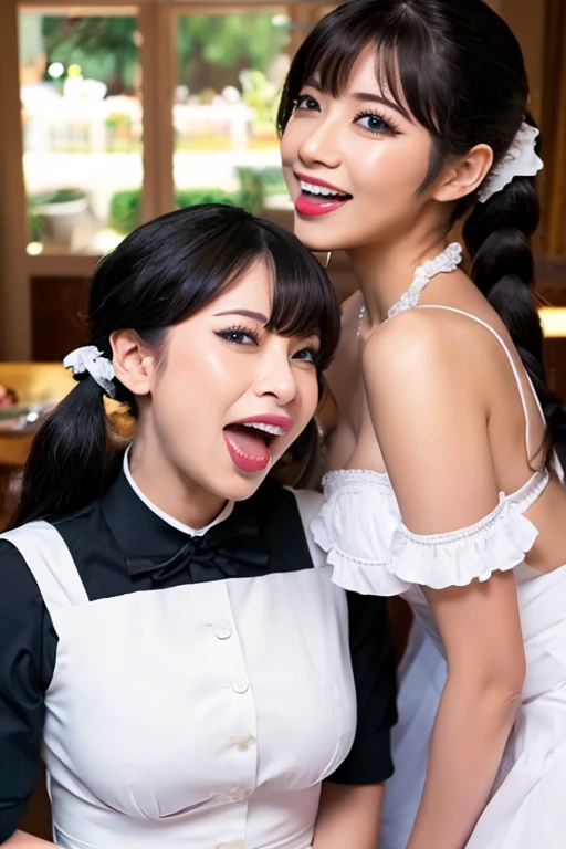 photo of th3r0ck as a playful maid, 1girl, undercut hair, apron, amazing body, pronounced feminine feature, busty, kitchen, blonde medium hair, flirting with camera