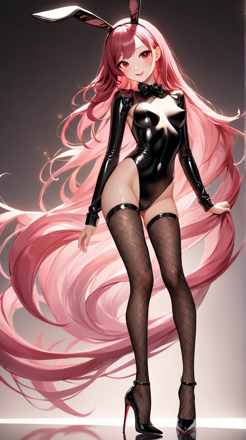 Beautiful woman,1个Giant Breast Girl,pink haired woman,Fighting posture,black pantyhoses,black glove,Sports bra,jewely,shorter pants,J thighs。Pink hair,drill bit,Asymmetrical hair,Wear gold and silver(work of art), (masterpiece), (best quality), a, (blue eyes), wearing nothing, brightly lit night city background, red bow, butterflies in golden circle, flowing hair , butts , full figure head to toes , standing beside poles , beautiful back, beautiful cute smile, wearing black leather shoes, heels shoes pink black color