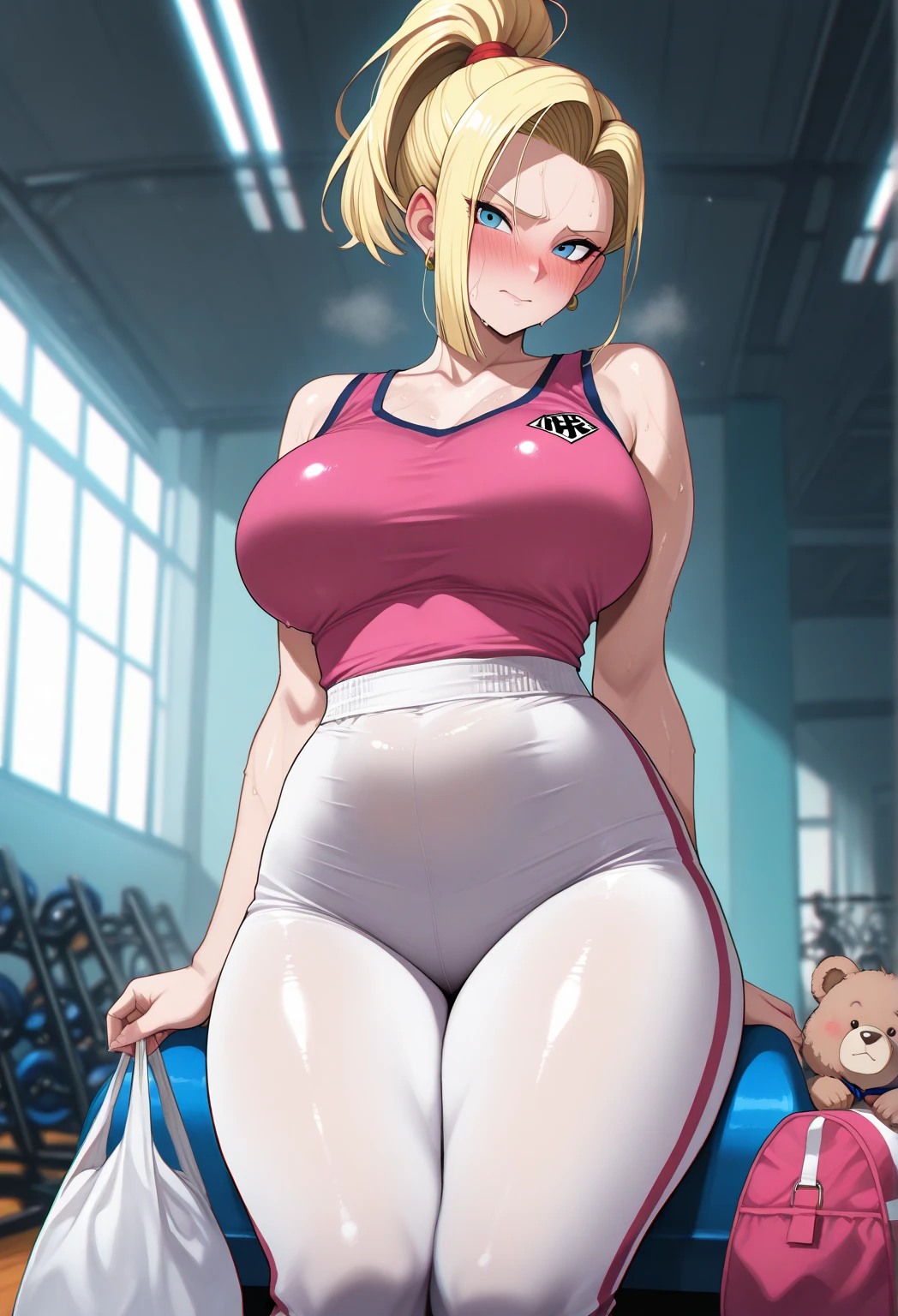 (masterpiece, best quality, highly detailed), 1girls, big belly, huge belly, art by kipteitei, round belly, chubby, curvy, belly grab, enormous belly, fat belly, thicc, bigger belly, really big belly, jiggly belly, glasses, (((((extremely thight gym clothes))))), ((cum on belly)), smug face, sitting, ((full body)), long hair, ((dominant)), (giantess), Flandre scarlet