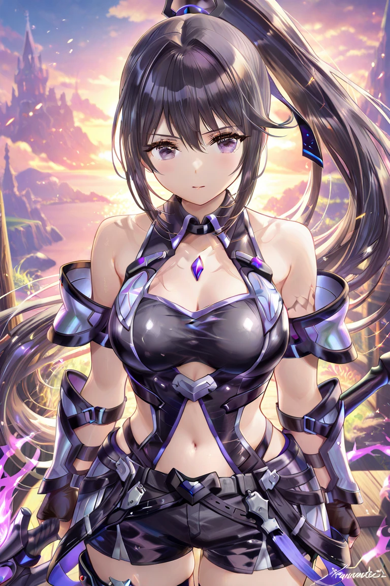 Draw a face carefully High quality anime style faces Shiny skin、Fallen into evil、 Teen、((leotard)),belly button、青い縁取りの黒と青のleotard Mesh clothing、Fishnet tights Succubus、sexy、Heart markの穴 (((Wicked Smile))) Photo from behind、Twin tails、Confused eyes、City of night、moonlight、Estrus