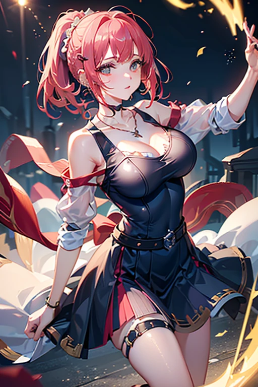Superb Quality, Masterpiece, High Resolution, 1Girl, Blush, (Seductive Smile: 0.8), Star Eyes, Chinese Hanfu, Hair Accessories, Necklace, Jewelry, Beauty, on_body, Tyndall Effect, Realism, Shadow Room, Light Edge, Two-tone Lighting, (High Detail Skin: 1.2), 8K UHD, SLR, Soft Light, High Quality, Volume Lighting, Candid Photo, High Resolution, 4K, 8K, Background Blur, Light Tulle, dark soul, dim light, at night, moonshine, mature female, crimson hair, slim, tall, one piece uniform, venus body, with diamond, perfect collarbone, detailed collarbone, (exposed sideboob), perfect thighs, gold bracelet, 8k, Official style, European aristocracy, detailed iris, sparkle eyes, star in eyes, enchanting jade eyes, (multicolored eyes), (dark red hair:1.3), (floating hair:1.3), (hair between eyes), (hair over one eye:1.1), (wavy hair:1.1), fog, souls, graveyards, cemetery, (necromancer:1.2), (ghostly spirits:1.3)