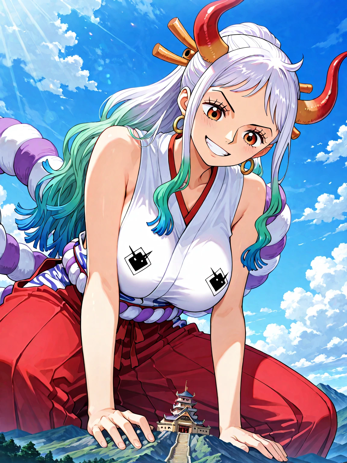Masterpiece、Highest quality、Super detailed、Yamato\(one piece\),