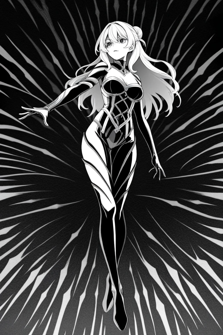 anime artwork of a young sexy punisher woman in a black punisher shirt holding one gun anime manga girl style, entire body in shot, full body shot, anime style, key visual, line art, coloring page, black and white, white background, thick ink lines, studio anime, highly detailed