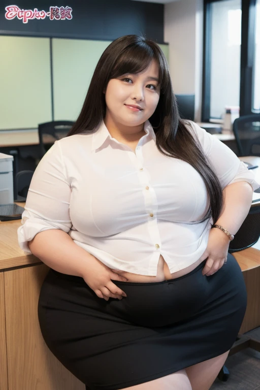 nsfw, ((8K)), highest quality, 超High resolution, (Surreal)、(High resolution), ((business shirt, showing nipples)), Overweight, Extremely fat, ((Chubby)), Japanese, office lady