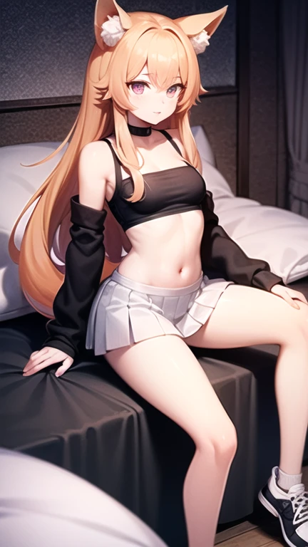 masterpiece、highest quality、High resolution、bright lighting、1girl、((penis))、cum, (1boy)、the boy is sitting, (footjob), young girl、heart shaped pupils、golden hair、(evil smile)、((plump thighs))、(perfect feet), ((femdom)), Tank top、mini skirt、(panties)、((small breasts))、(((Angle from below the thigh)))、Apparel shop clerk、((In a very small fitting room)), ((put one finger to your mouth))、((footjob with one leg))、penis、((footjob)), walls on all sides、