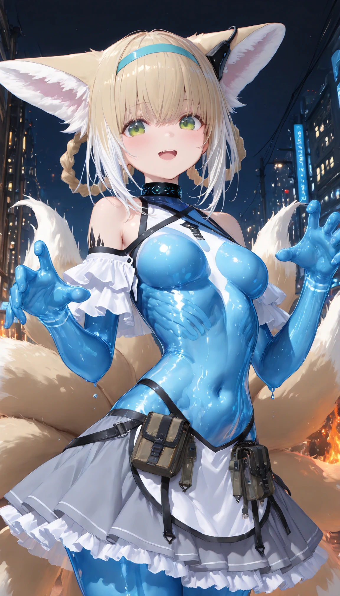absurdres, furry, female furry, anthro, trending on artstation, uploaded on e621, detailed portrait of a anthro woman, extreme detail, detailed fluffy fur, full body, blushing, detailed eyes, (shaded), (detailed lighting), (cinematic lighting), (masterpiece, hi res, RAW photo, high resolution, high details, best quality), high definition, (high sharpness:1.3), lion mane, lion ears, lion tail, yellow fur, medium_hair, top not, Verdigris_hair, bangs, Moss_Grey_eyes, (black armor embroidered in aqua light:1.1), (bikini:1.05), (bikini armor:1.1), (black armored boots embroidered in aqua light:1.1), cleavage, (detailed waist on dark blue Fiery wings:1.3), ocean, Kneeling with one hand on the heart
