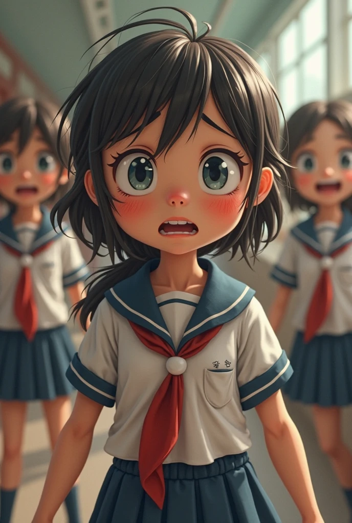 Ostracized bullied child Girl student Real uniform