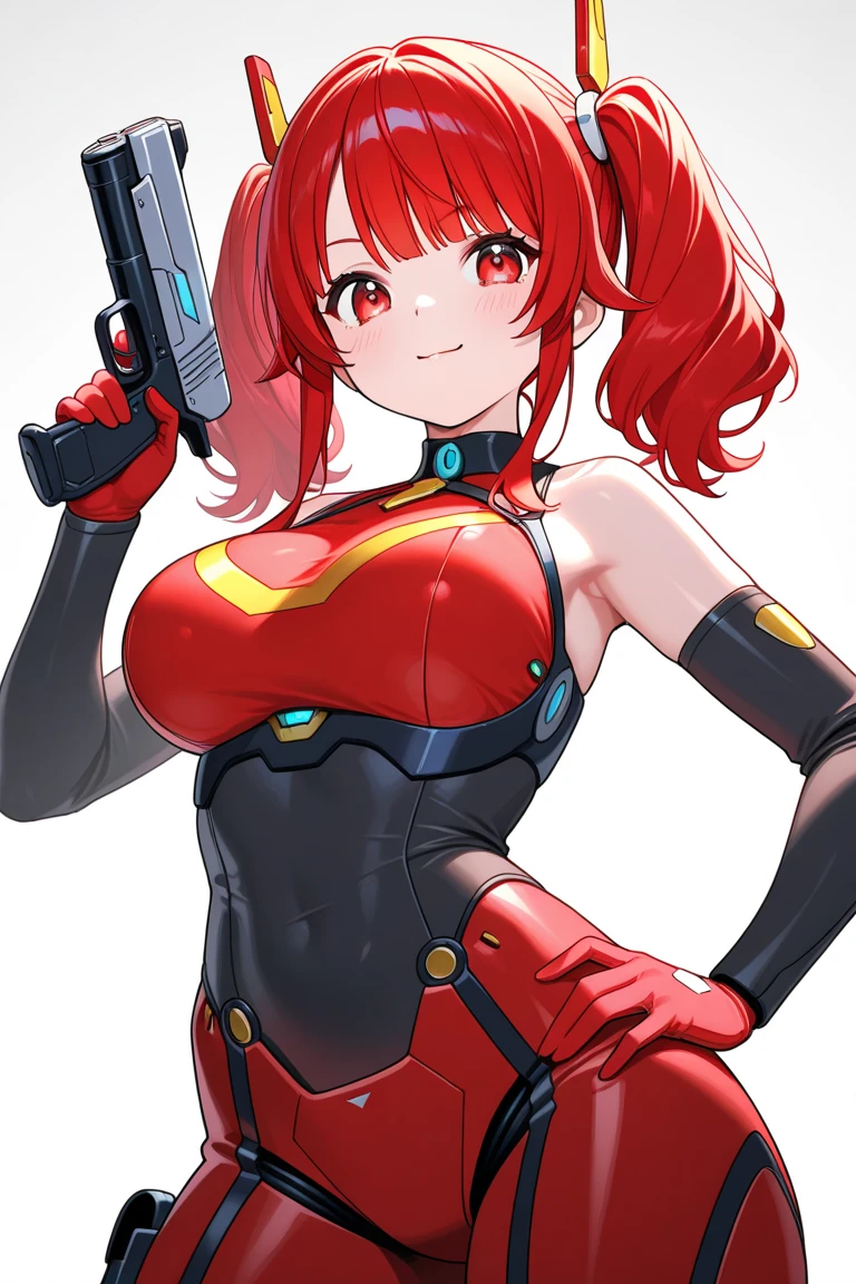 Anime girl and red and white background, an oppai cyberpunk, Biomechanical OPPAI, style of anime4 K, seductive anime girls, Best anime 4k, Inspired by Masamune Shirow, cyberpunk anime girl mech, perfect anime cyborg woman, Badass anime 8 K,Anime - a stylistic image of a woman,White color blouse,Black skirt and red apron, Katana Zero video game character, Anime Gothic Girl, Vampires, Main character, Female protagonist,Yellow glowing eyes,black sash,Black gloves,Black and red scarf,8K,musculature,Hair tied up,robotic hand,Mermaid line,musculature,Hold on to the wall,Ambiguous eyes,shadowing,Be red in the face,huge tit,over knee socks,open open mouth,Stick out her tongue, dropping saliva,Powder-white popsicles,Melted popsicles,Hair tied up,Long tongue,Single horsetail,The melted popsicle falls on the chest,love heart,Place your hands on your chest,Plenty of liquid,White liquid,red tinted hair,tear-mole,Exhale the mist,Sweating profusely,sexyposture,kneeling on a bed,Face the audience,The body faces the audience,tiese,