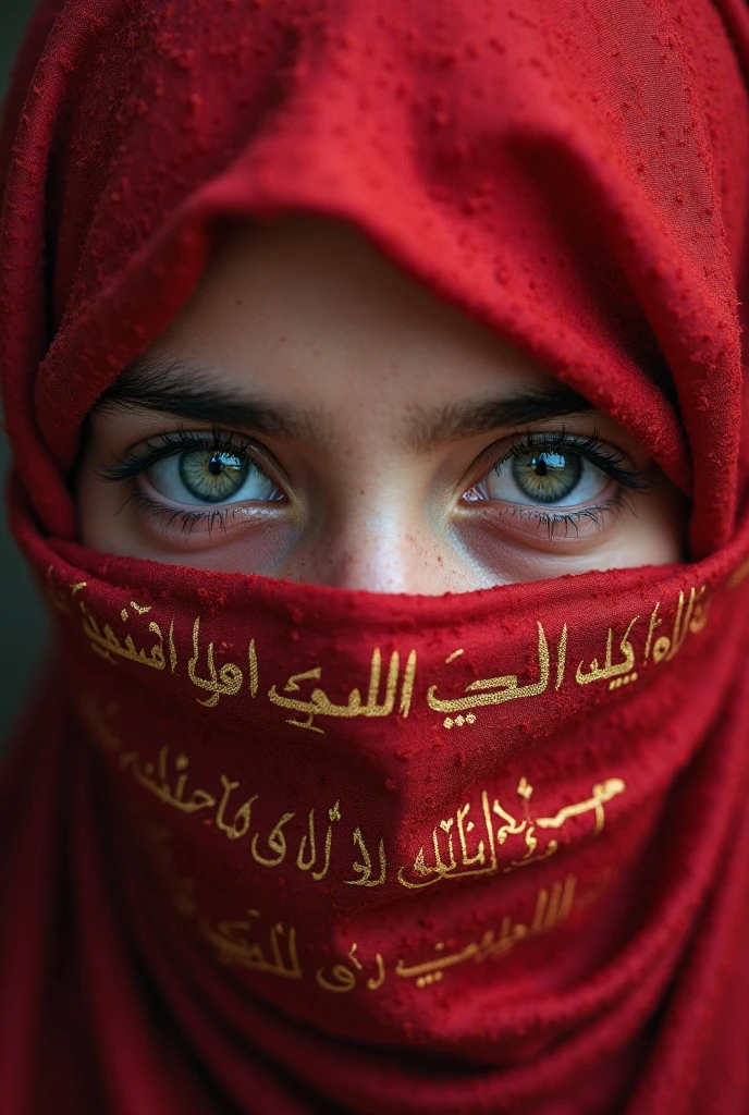 Students use red cloth closed on his eys