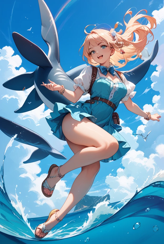 Female, vtuber, coral, cyan
