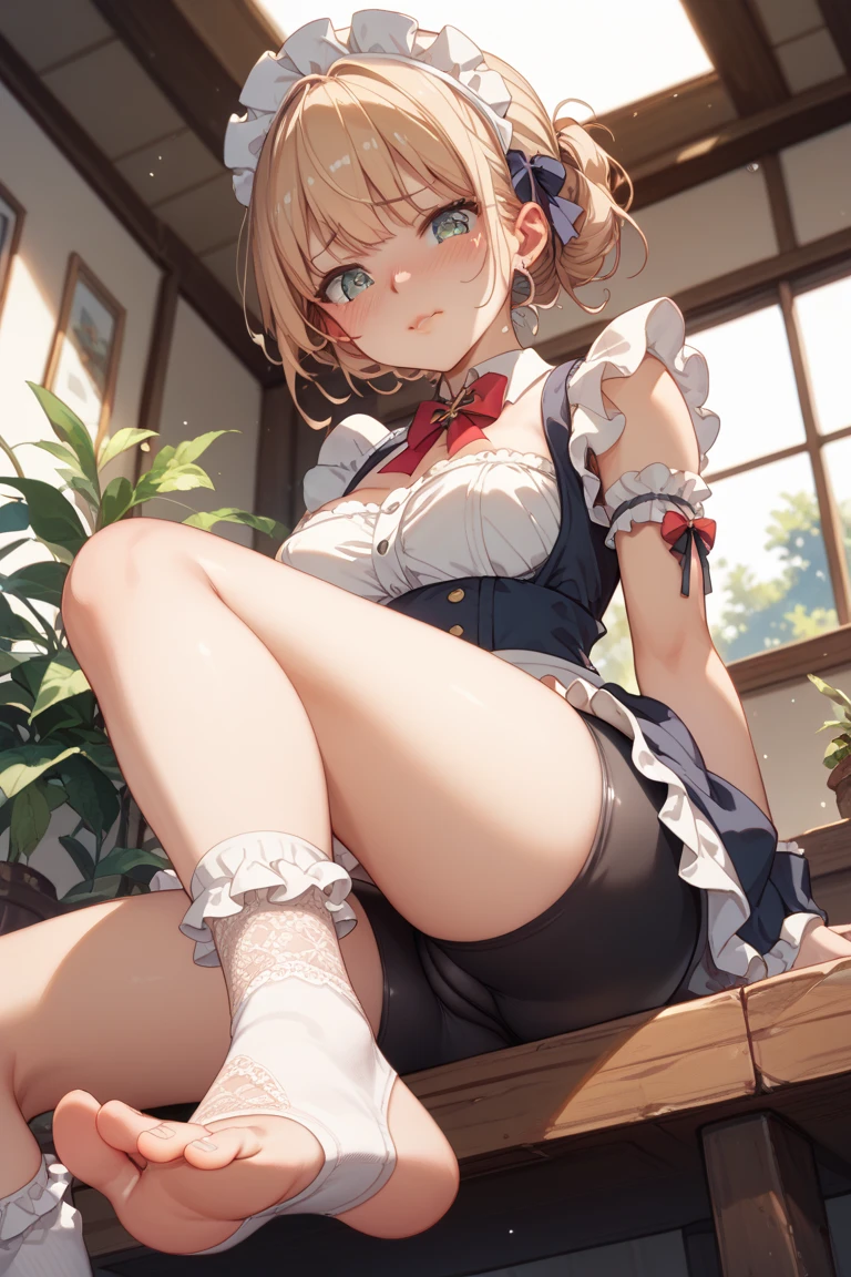 (((Do not wear underwear))),White knee socks、 Thin and long beautiful legs,(((Absolute area)))、zettai ryouiki