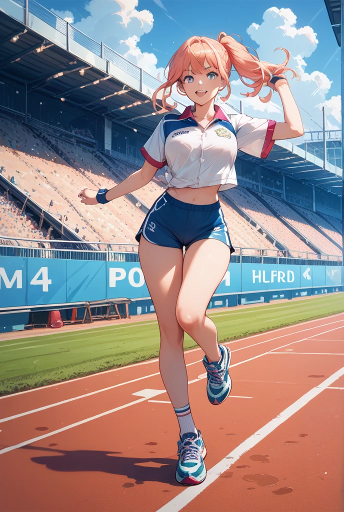 (masterpiece, 4k ,ultra detailed:1.2),(beautiful face:1.2),(anime:1.2),illustration,(solo:1.2),(looking at viewer:1.4),(supermodel:1.3),(track and field athlete:1.4),(track and field uniform:1.4),(white hair),13yo,(absurdly short hair:1.5),(white panties),(string,abs,bouquet,child,small breasts,petite:1.1),(sfw,nipple,flat chest,dress,sports bra:1.5),(cinematic angle),(full body:1.2),(Camel toe:1.3),(track and field field:1.5)