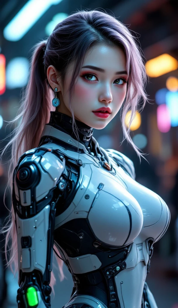 Solo, Stand Up Straight, Physically-based Rendering, Unreal Engine 5 Render, Jealous, bokeh, (look Half Body:1.5), ((full oiled bodyskin, Bbw Body Type:1.5)), ((cleavage top+Gigantic Breasts:1.5)), (expose muscle Abs:1.4)+(big Hips:1.3), ((beautiful Cyborg Woman, Red Mecha Musume Girl, Futuristic Cyber Crop top armor, White Mecha Body Girl from OVERWATCH 2, Guard Arms, Gloves:1.5)), (close Up Upper Body), (pale Skin, Body Oiled, (clean Glossy Bodyskin:1.4), (background Futuristic Space Station:1), (photorealsitic:1.4), (ultra-detailliert), (top-quality), (best Shadows), Bright Light In Room, Hyper Texture, (4x Msaa), ((unreal Engine 5 Render)), (neon), Physically-based Rendering, Ultra Hight Definition, 16k, 1080p, Beauty Model, 4k Resolution.
