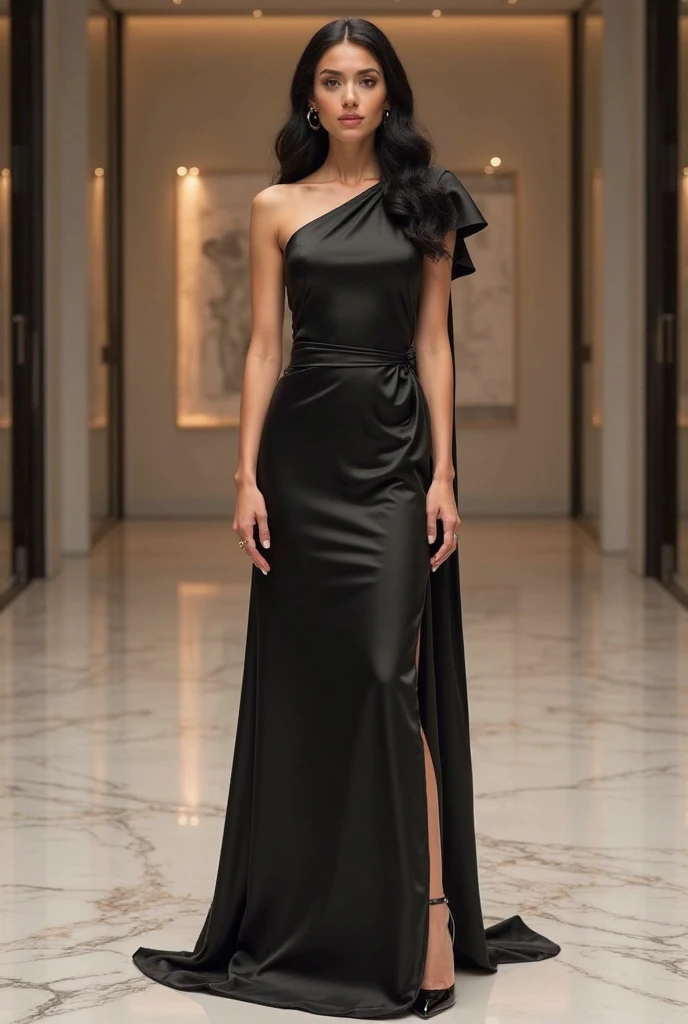 In this photograph, an Indian Instagram female model in her mid-20s takes center stage. , (highly detailed face:1.4) (smile:0.7) (backround 5 star hotel , moody, private study:1.OV, by lee jeffries, nikon d850, film stock photograph ,4 kodak portra 400 ,camera f1.6 lens ,rich colors ,hyper realistic ,lifelike texture, dramatic lighting , cinestill 800, realistic, wearing Black dobby weave self design fit & flare dress Sweetheart neck Short, puff sleeve Tie-up detail on back Above knee length in flounce hem Attached Lining Chiffon fabric, actress, karla ortiz, posing!!, candid picture, by Max Dauthendey,Completing the aesthetic, the model wears a slave collar with a chain around her neck. The photograph is meticulously captured in 8K resolution using cutting-edge techniques such as Cinema 4D and Octane Render, resulting in a highly detailed and photorealistic image. Studio lighting, HDR, and a smoky mist create a captivating ambiance, while the bokeh effect adds an artistic touch.