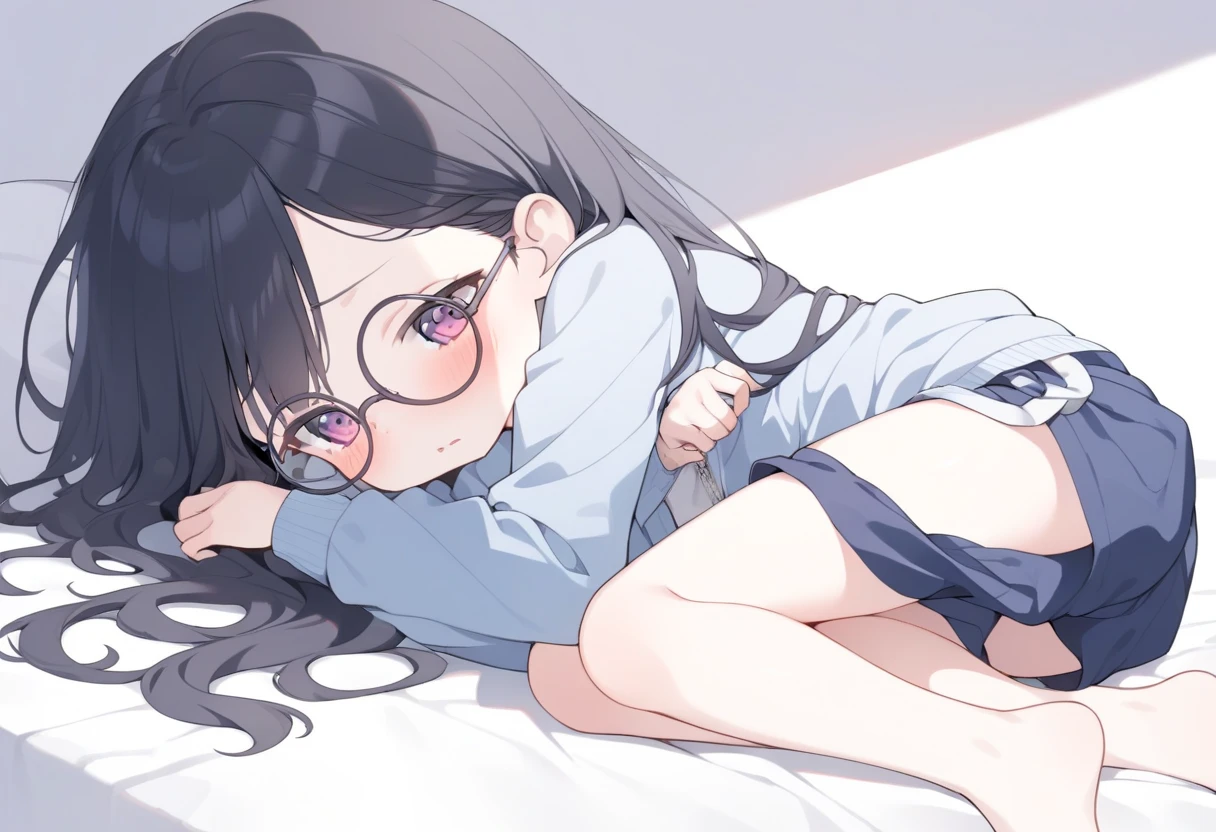 ((orgasm、blush:1.7)、Convulsions、Watery eye、Gym suit、Navy blue shorts、Big red round glasses、(Pee、Peeing:1.5)、masturbation、Overflowing love juice)