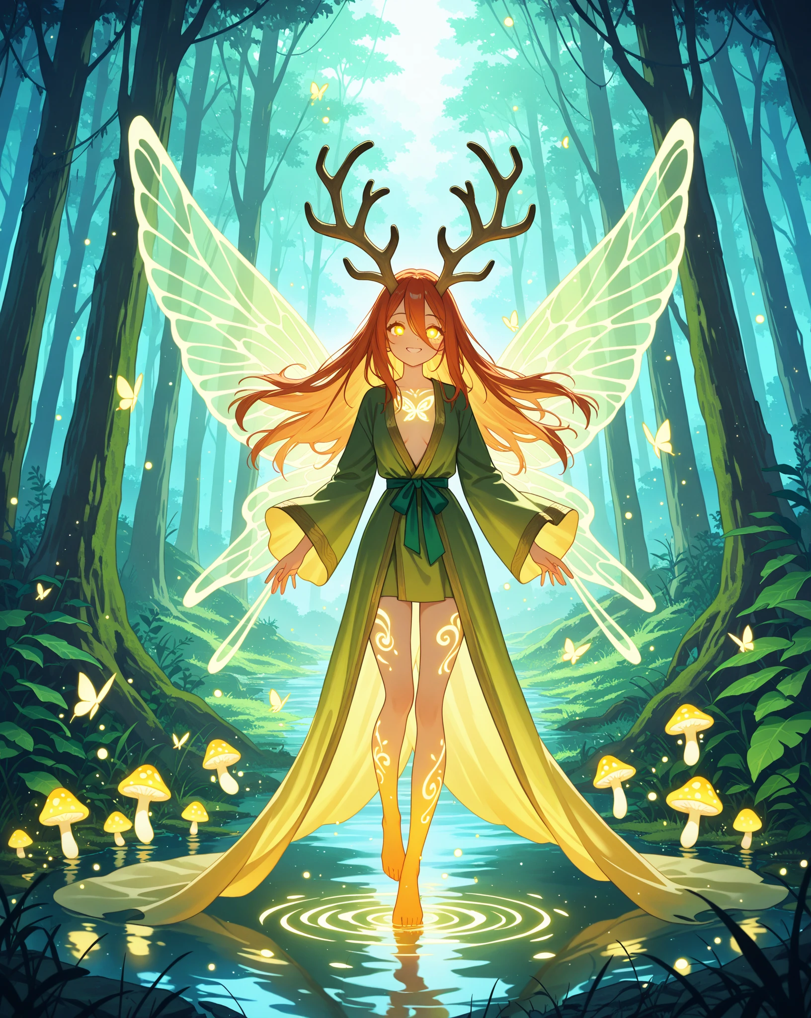 Cartoon Fairy in the forest,There are animals and fairies, forest fairy, Fairy dance, magic Fairytale Forest, Fairytale Forest, A beautiful artistic illustration, Fairy tale illustration, In a magical forest, In the magic forest, fairytale artwork, Fairy tale illustration style, Fairy, queen of the Fairy, Forest Elves, Moonlight Dance of the Elves, flying Fairy