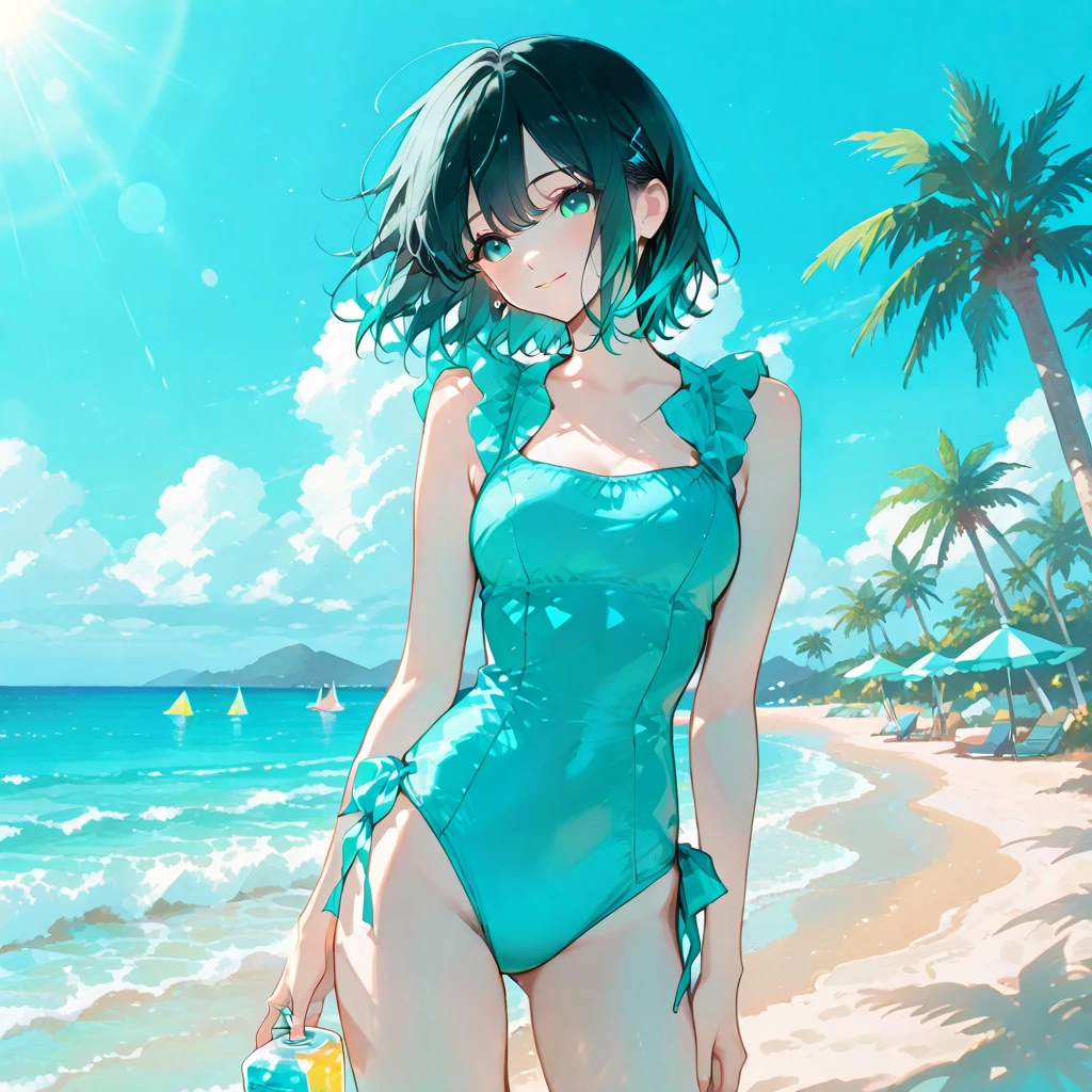 (masterpiece:1.3), (best quality:1.2), (illustration:1.2), (ultra detailed:1.2), (pixiv:1.4), ultra high res, watercolor, a girl with mimosa-colored and blunt bangs hair and eyes, (masterpiece:1.3), (best quality:1.2), (illustration:1.2), (ultra detailed:1.2), (pixiv:1.4), ultra high res, watercolor,looking at viewer ,focus eye,flat chest,slender,shining, many rays, (transparent lake:1.3), emerald lake, a black bikini, swimming under water, (tropical fish:1.3) pastel tones, flat tones, upward glance, tilt head, full body, twinkle smile, 1girl, solo, 15years old, detailed beautiful face and eyes, fashion model, tall, slender legs, medium breasts, hair fluttering, (well-proportioned body:1.2), (dynamic angle:1.3) (beautiful hair:1.2), (masterpiece:1.2) , (best quality:1.2) , (ultra-detailed:1.2), 1000 other tiny bubbles all around, bubbles with light shined,