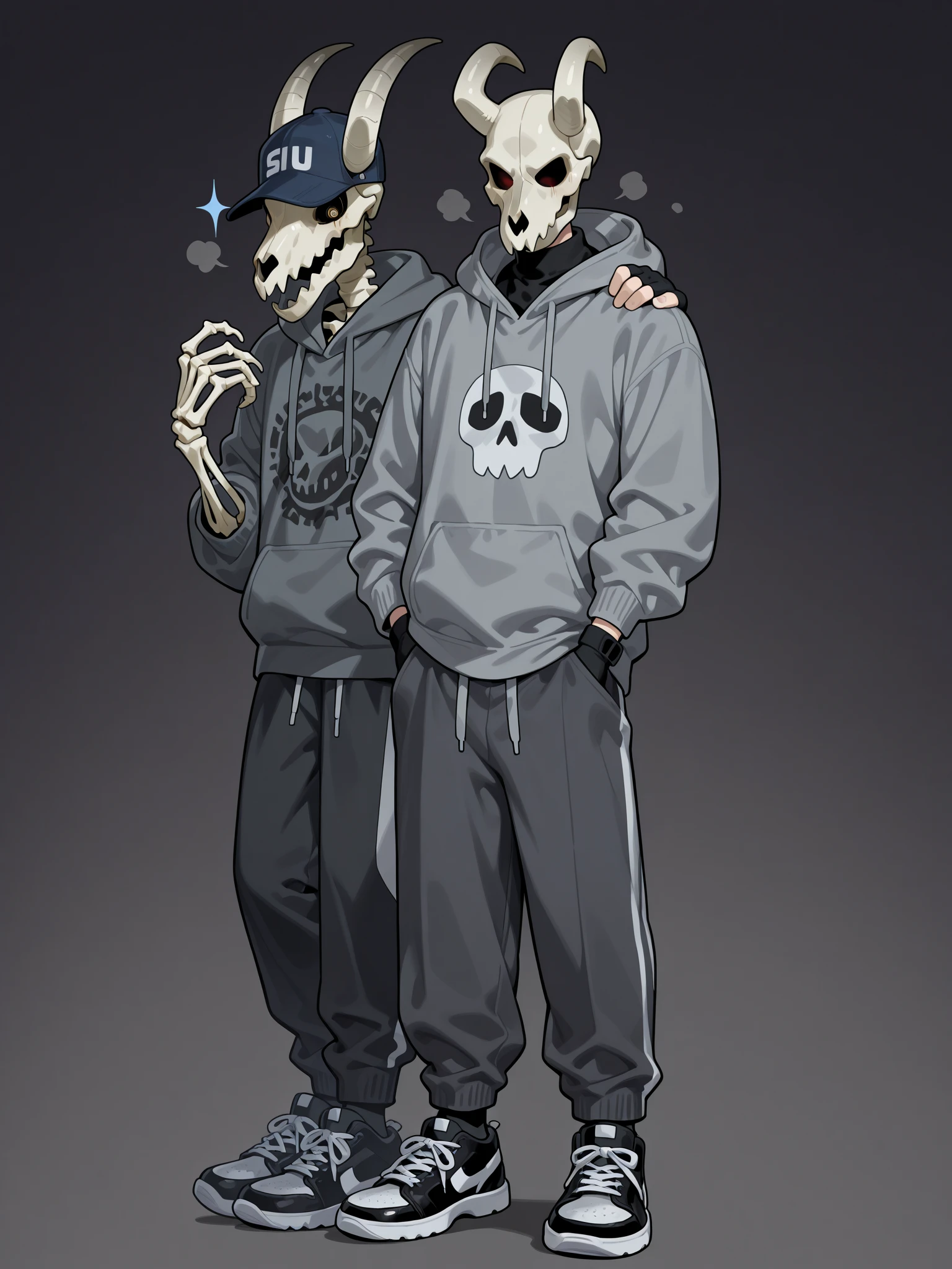 2 meninos segurando armas, Lua cheia, Gengar em cima do muro, muro pichado, casaco roxo, black pant, moletom preto, grey pants, rosto com semblante vazio, detalhado, desenho afared, 2D