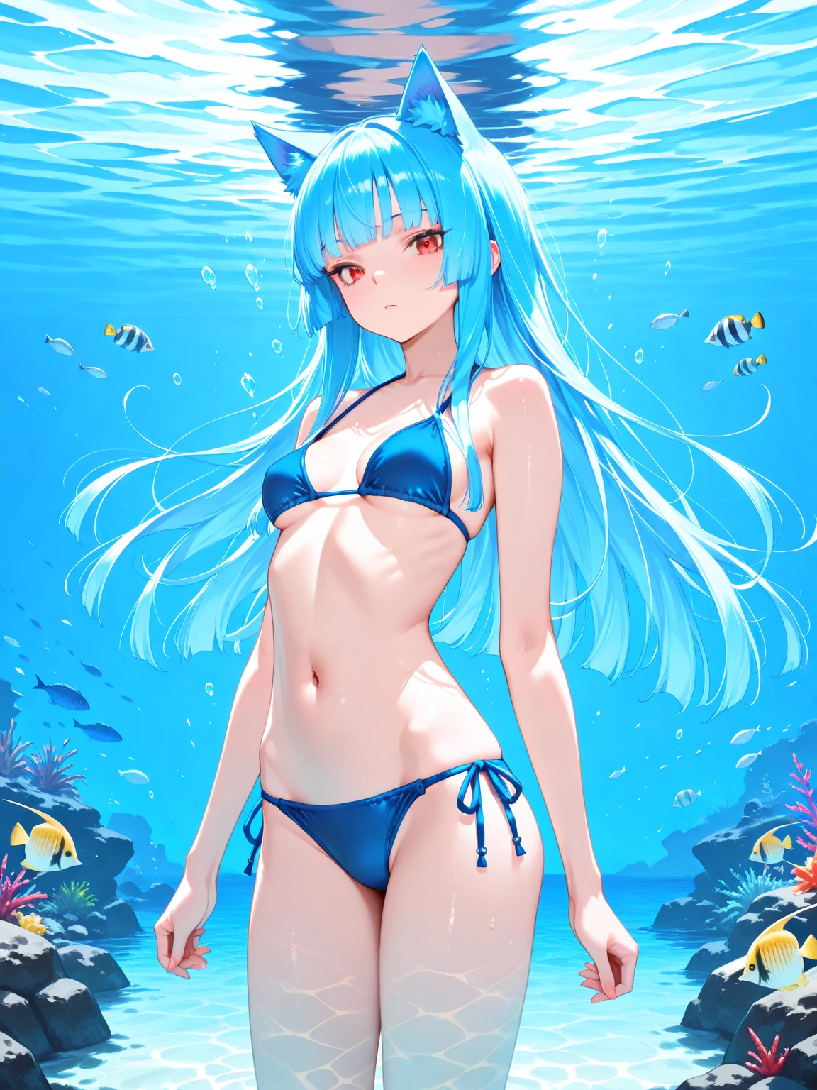 Highest quality、High resolution、Detailed Background、(Beautiful face in every detail:1.2)、Anatomically correct、Teenage beauty、(Highly detailed face)、Under the deep sea、well-groomed eyebrows、Cute Eye Makeup、Cute Lip Makeup、Brightly colored hair、Cute hairstyle、Micro bikini with fancy pattern、A big smile、Accentuate your attractive buttocks、Show your armpits、Sexy pose、Uplifting、
(Under the deep seaTwo beautiful girls dancing energetically:1.5)、very beautiful、Show the whole picture