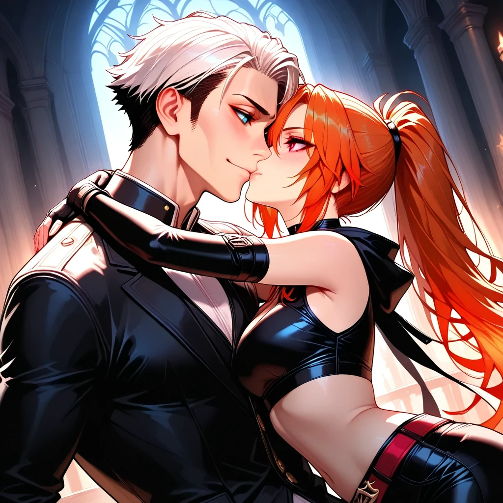 A boy human whit hair white , a girl demon whit hair Orange {{sex con boy human and girl demon}} {{sex}}