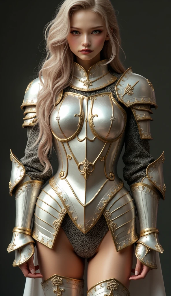 (Woman masterpiece) short clothes, large breasts, blonde hair, and armor covering, the lower part of the body