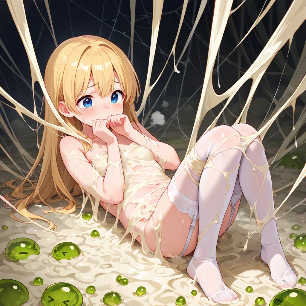 ((Highest quality)), ((masterpiece)), (detailed), Perfect Face, Anime Girls, High resolution, victorian anime teenager, White and yellow dresses, blonde, Yellow Eyes, London, Are standing, whole body、, blush, wariza, Spread your legs,orgasm,blush, Sweat,White panties、Squat、Look at this、skirt、、Attacked by tentacles、Tentacles wrap around my legs、Tentacles in the crotch、Captured by tentacles、cry、shout、Ecstasy face、skirtの中の触手、Do not run away、Lying down、Torn clothes、skirtの下からスパッツが見えます、Spread your legs、Disheveled clothing、skirtをめくった、