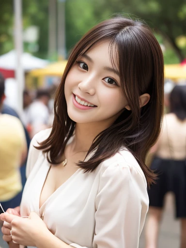 masterpiece,best quality,(Japanese ),((Beautiful girl)),cleavage,(perfect body beauty:1.2),(shy smile),beautiful teeth,(Shibuya scramble crossing),