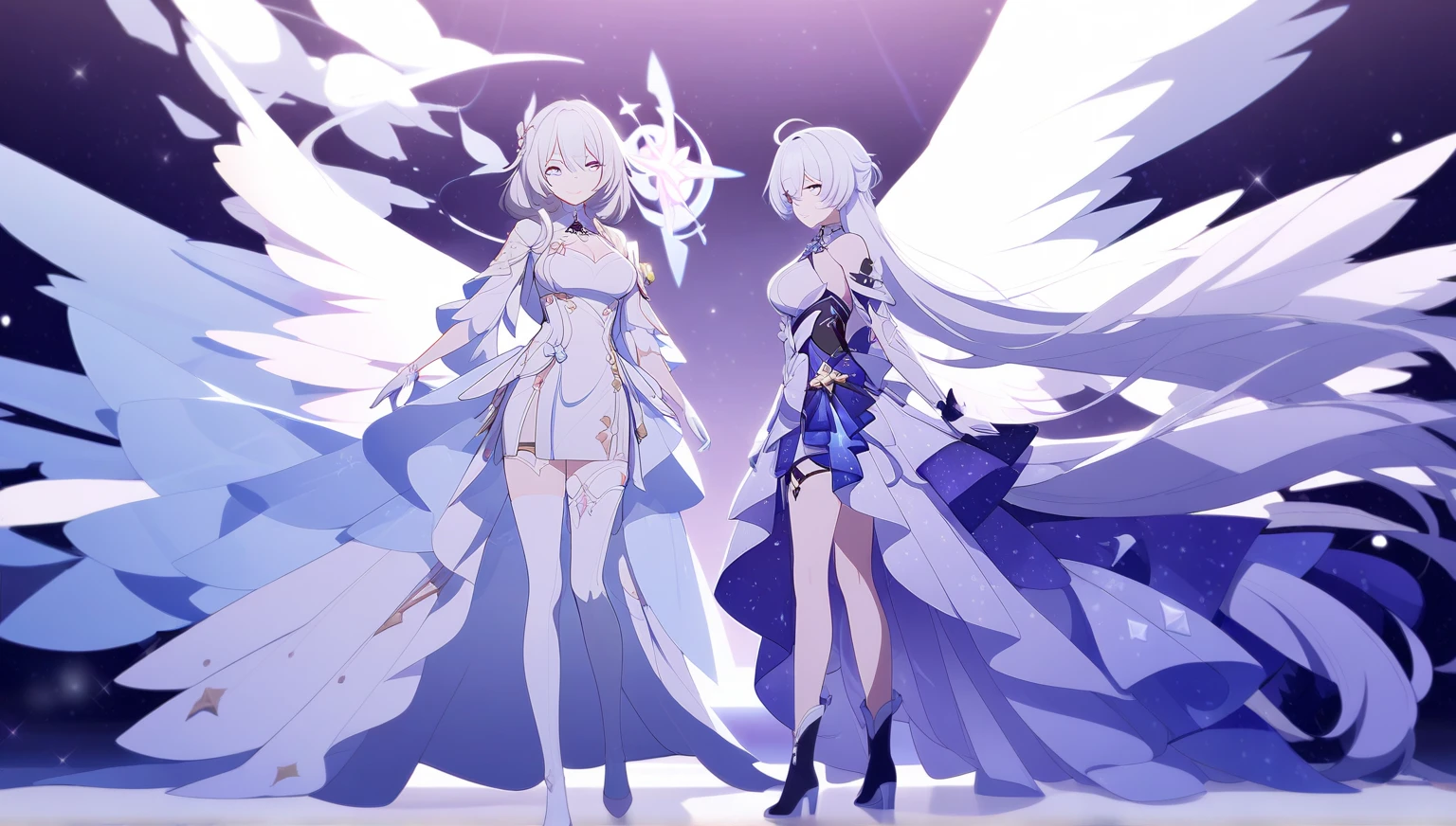 1girl、(((Highest quality、Masterpiece、Official Art、The best dynamic composition、Super detailed)))、(Fine hair), Very detailed, Anime Style, whole body, alone, Star Fairy, Small transparent feather, A large star-shaped magic wand, White hair and brown skin, high boots, Floating in the blue sky, High heel boots, 8K high resolution, White Background, whole body,
