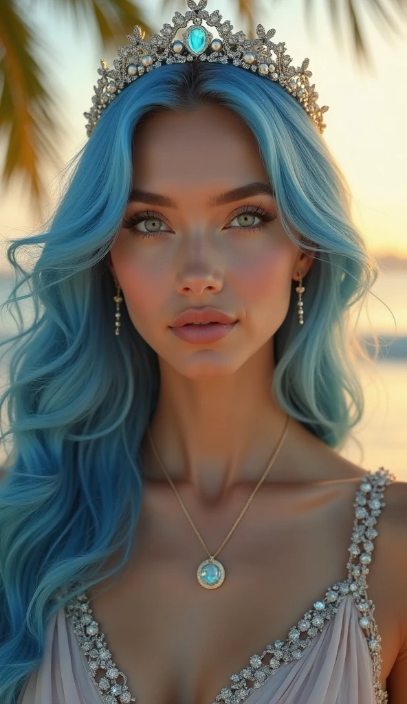 (best quality,4k,8k,high res,masterpiece:1.2),ultra-detailed, photorealistic, full body shot,turquoise wavy hair,Mature and beautiful, realistic portrayal:1.2 Sailor Moon posing as if she’s in a shampoo commercial.