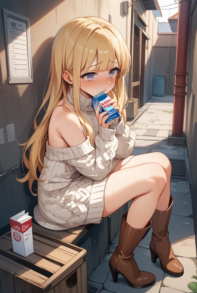 Highest quality、masterpiece、beautiful、Detailed、Age: 13、classroom、dynamic pose、sit astride、open legs、in heat、(covered erectile :0.6)、Taking a bite of melting soft serve ice cream、(Cream on thighs:1.4)、cream on スカート、wearing スカート