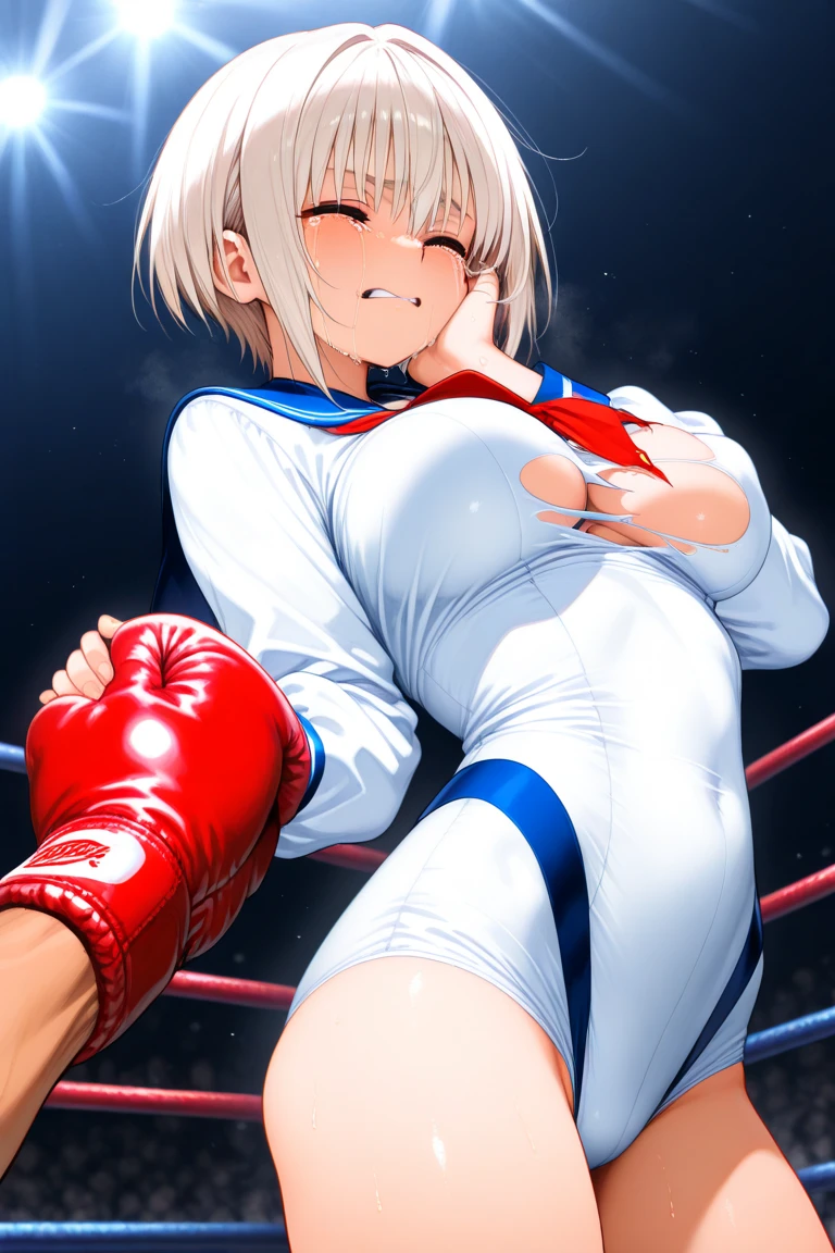 ((((1woman,tall stature)))and(((shota boy,short stature)))),(height difference),((((hetero)))),(((1woman,(((((tall stature,curvy)))),long hair,drill hair,silver hair,silver eyes,large breasts,pale skin,shiny skin,ahegao,fucked silly,trembling,erectile nipples,((wearing military uniform)),(((wearing pantyhose))),((vaginal,sex)),reverse cowgirl position, arched back,(clothed),intercourse with a shota boy,(excessive cum),cum in pussy,cum on breasts,((cum on bod))y,cum on clothes,facial,bukkake,cum in mouth,cum on hair,(((1shota boy,((short stature))),penis,dark-skinned shota boy,embarrassed,interracial,wrestling ring,(((masterpiece))), ((best quality))), ((ultra-detailed)), (illustration), ((an extremely delicate and beautiful)), (detailed background),